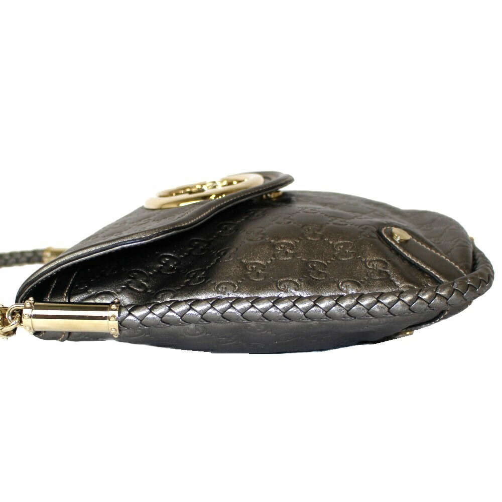 Gucci Interlocking Metallic Gray Bag Shoulder Lea… - image 4